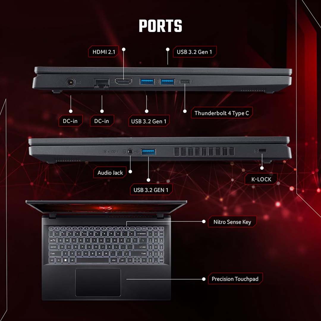 All Ports of the Acer Nitro V15 ANV15-51-58PQ